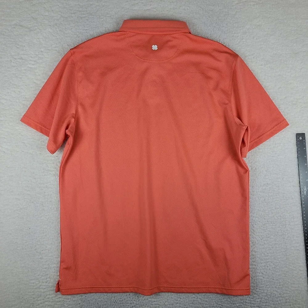 Black Clover Polo Shirt Mens 2XL XXL Orange Performance Golf Short Sleeve